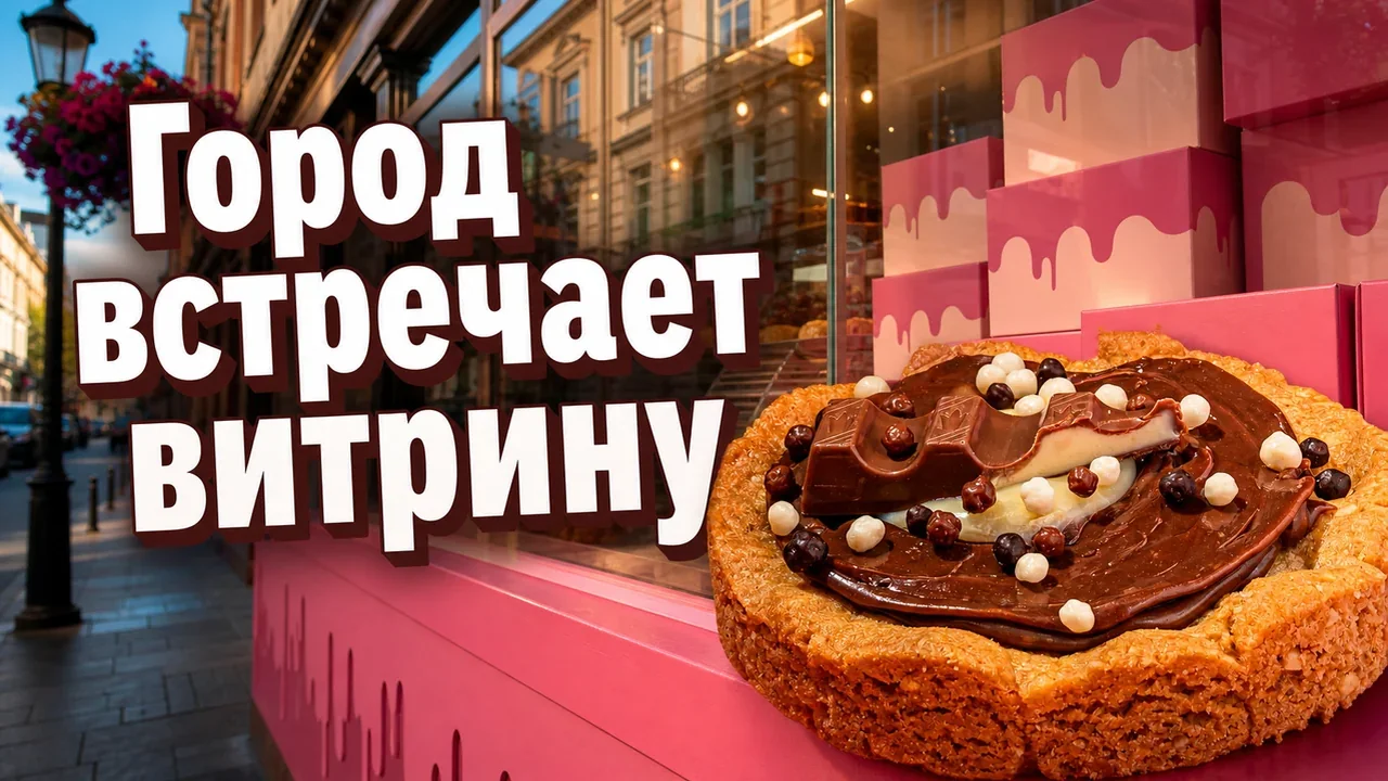 Кукисы Куки Луки в светлой витрине как пример продукта для оценки небольшой городской локации