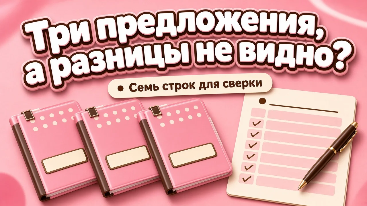 Три похожих предложения франшиз лежат на столе рядом с таблицей сверки