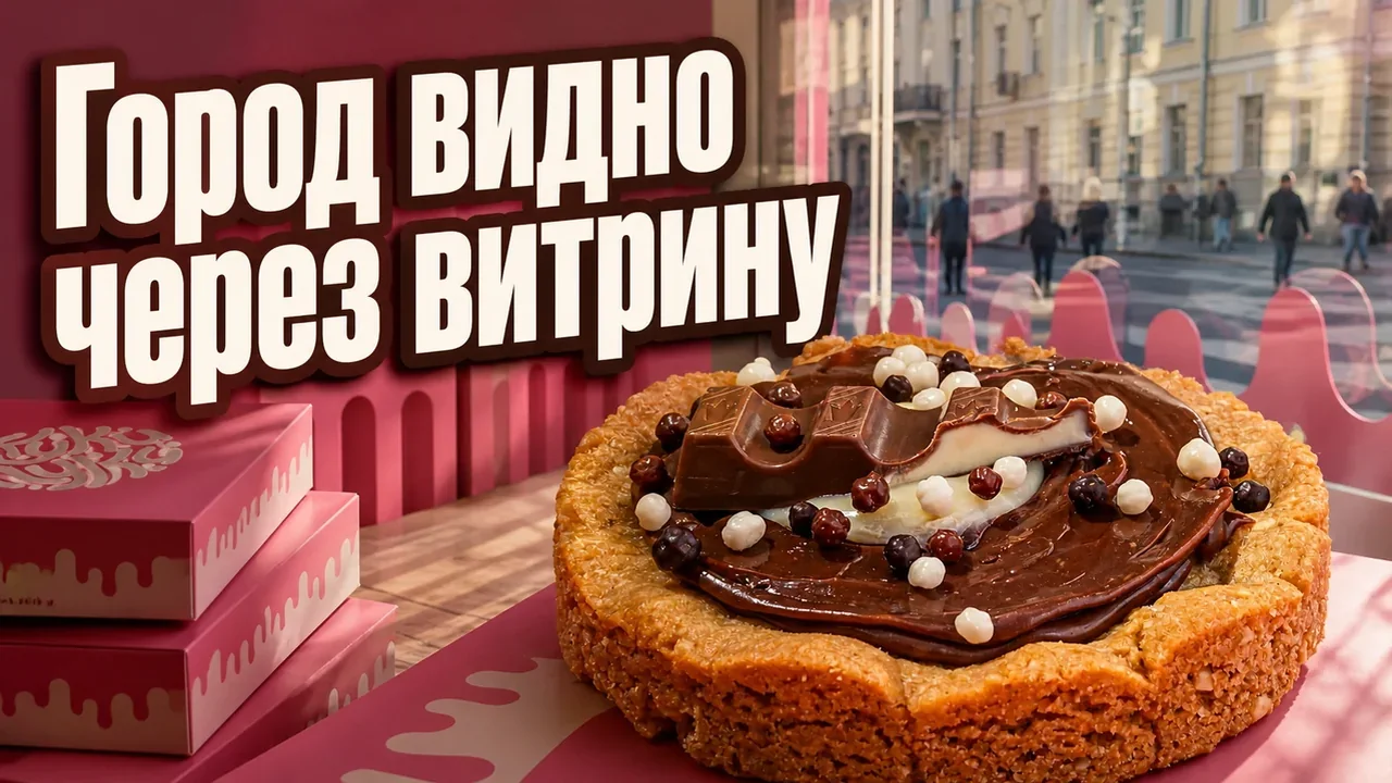 витрина Куки Луки с крупными кукисами помогает оценить формат десертной для города